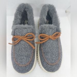 Skechers Cozy Ojai Moccasin Slippers Gray Warm Cozy Shoes Women's Size 6.5
